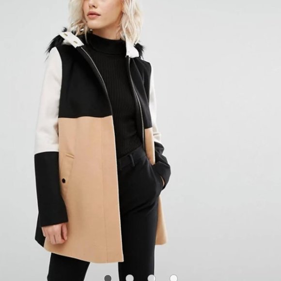River Island Jackets & Blazers - River Island Hooded Color Block Coat